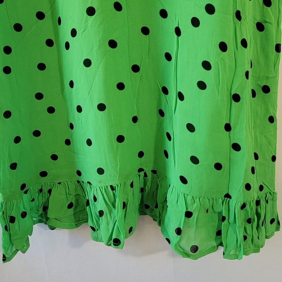 GANNI Green Black Polkadot Dainty Mid Shift Dress 34/XS Viscose Minimalist - Picture 5 of 12